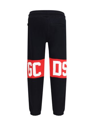 GCDS Logo-Striped Brushed Cotton Joggers - Black