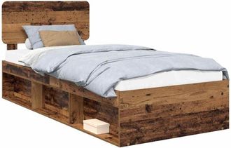 vidaXL Bed Frame with Headboard Old Wood 100 x 200 cm Solid Pine Wood vidaXL