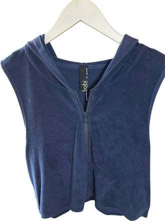 bobi Womens French Terry Crop Hoodie In Navy