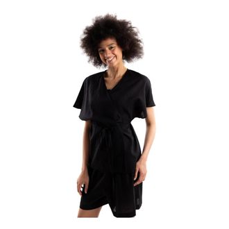 Hinnominate Wrap Blouse met Riem - Dames - Blouses - Zwart - S - Linnen - Overhemden