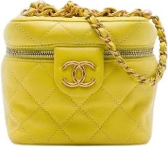 Chanel Pre-owned Vintage Mini Crossbody Bag - Dames - Vintage Mini Tas - Geel - ONE Size - Leer - Vintage