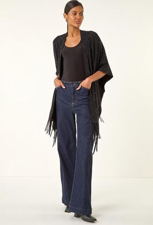 Roman Sparkly Diamond Knit Poncho