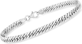 Ross-Simons Italian 14kt White Gold Cuban-Link Bracelet
