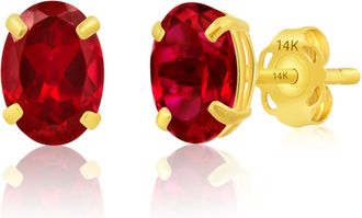 MAX + STONE 14k Yellow or White Gold 7x5mm Oval Stud Earrings with Push Backs
