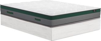 Vente-Unique Conjunto de somier con arc&oacute;n de 140 x 190 cm con caj&oacute;n blanco + colch&oacute;n de muelles ensacados de 22 cm - PRESTIGE de YSM&Eacute;E