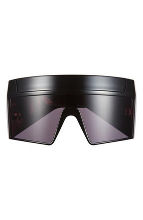 Rick Owens x SUICIDEBANDOFFICIAL Rev Shiny Shield Sunglasses in Black Temples/Black Lens at Nordstrom