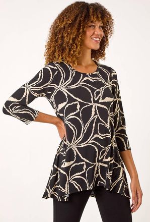 Roman Stretch Floral Print Swing Top