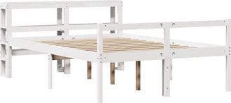 vidaXL Cama Personas Mayores Y Cabecero Madera Pino Blanco 120x190 Cm Vidaxl