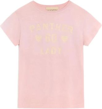 Valentino Garavani Gedrukt katoenen T-shirt - Dames - T-shirts - Roze - S - Katoen - Tops