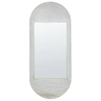 Beliani Beliani - Espejo De Pared Con Marco De Madera Acabado Envejecido Vintage Blanco Crema Briant