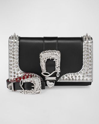 Christian Louboutin Giddy Paloma Buckle Spike Leather Clutch Bag