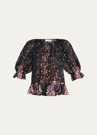 Ulla Johnson Elise Short-Sleeve Silk Blouse