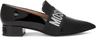 Moschino Puntige Loafers met Lage Hak en Logo - Dames - Loafers - Zwart - 41 EU - Leer - Schoenen