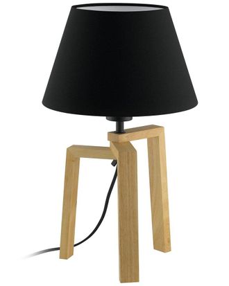 Eglo Eglo Chietino 1 Light Table Lamp With Wood Base & Black Fabric Shade