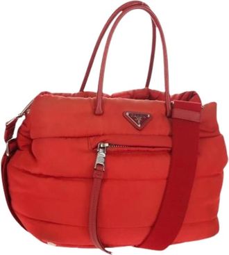 Prada Pre-owned Handbags, female, Red, Size: ONE SIZE Pre-owned Nylon Bag