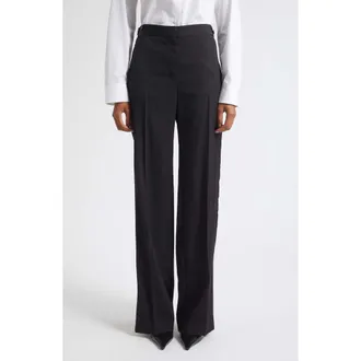 Stella McCartney Slim Fit Wool Tuxedo Pants in Black at Nordstrom, Size 40
