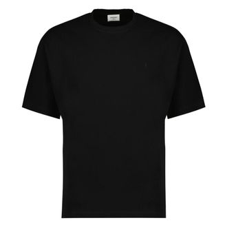 Saint Laurent Cassandre Oversized T-shirt - male - Saint Laurent - T-Shirts - Black - XS - Tops
