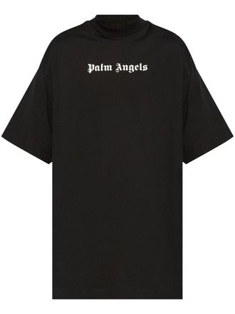 Palm Angels logo-print T-shirt dress - women - Modal/Cotton - S - Black