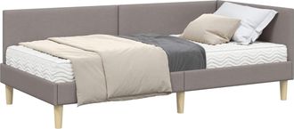 vidaXL Estructura De Cama Esquina Con Colch&oacute;n 2 Uds. Taup&eacute; 90 X 190 Cm Vidaxl