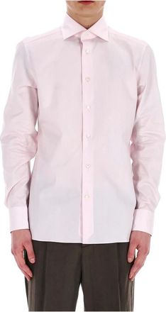 Ermenegildo Zegna Roze katoenen overhemd - Heren - Casual Overhemden - Roze - M - Katoen - Overhemden