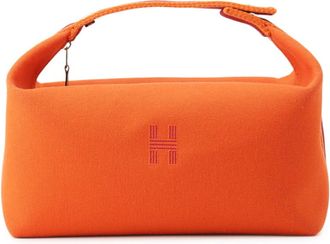 Herm&egrave;s Bordeaux Orange Canvas Pouch (Pre-Owned)