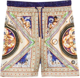 Casablanca Multicolor Graphic Print Silk Shorts