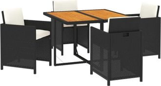 vidaXL Vidaxl - Set Comedor De Jard&iacute;n 5 Pzas Con Cojines Rat&aacute;n Sint&eacute;tico Negro