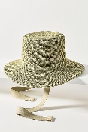 Wyeth Nyc Raffia Crochet Ties Bucket Hat