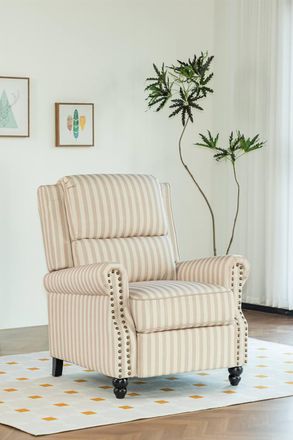 Living and Home Single Sofa Recliner Chair Armchair with Footrest in Beige