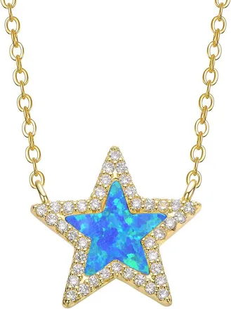 Rachel Glauber 14K Plated Cz Opal Necklace