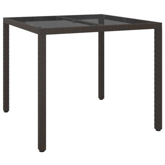 Berkfield Home Garden Dining Table Brown 90x90x75 cm Poly Rattan | Size: 90 x 90 x 75 cm