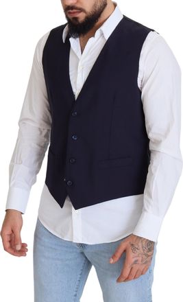 Dolce & Gabbana Virgin Wool Stretch Vest - Navy