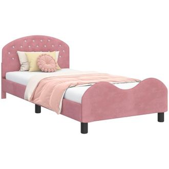 vidaXL Cama Para Ni&ntilde;os Con Cabecero Rosa 80 X 200 Cm Terciopelo Vidaxl