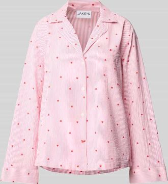 Jake*s Casual Pyjama-Oberteil mit Reverskragen und Brusttasche in Rosa, Größe 34