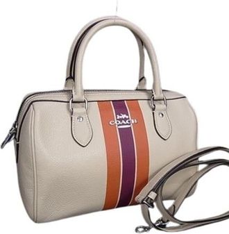 Coach Ivory Orange Purple Leather Handbag Shoulder Bag Tote Bag (Pre-Owned)