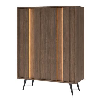 Dmora Credenza Hafano, Alacena Con 2 Estantes, Puerta Abatible, 2 Puertas, 94x40x126h Cm Marr&oacute;n Nogal