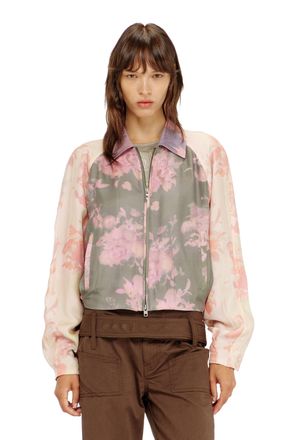 Diesel Floral bomber jacket in crinkled acetate - Jackets - Woman - Multicolor