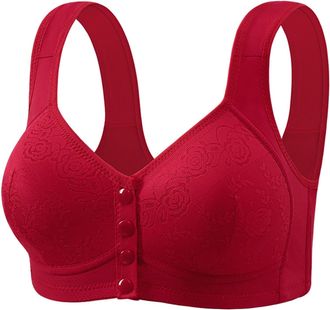 Generic Womens Orthopedic Anti Sagging Bra Zenchic Bras for Senior Women Posture Correcting Bra Breathable Everyday Bras Sports Bra with Padding (Red, 44)