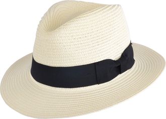 Maz Accessoires Paper Straw Crushable Foldable Summer Panama Fedora HAT with Band in 6COLOURS (XLarge(61CM), Cream)