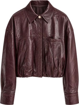 Sportmax Jassen, Dames, Paars, S, Leer, Leren Jas