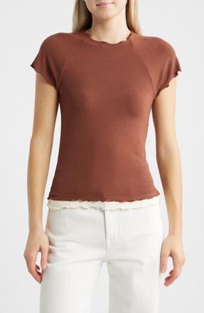 Mango Lettuce Edge Layered Top in Brown at Nordstrom, Size X-Small