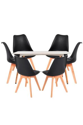 Regalos Miguel Regalos Miguel - Conjuntos De Mesa Y Sillas - Conjunto Mesa Tower Rectangular 120 X 80 Cm Blanca Y Pack 6 Sillas Synk Basic - Negro