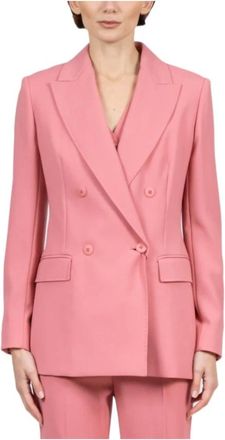 Max Mara Jassen, Dames, Roze, M, Wol, Double-Breasted Wollen Jas
