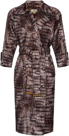 Elisabetta Franchi Jassen, Dames, Bruin, S, Satijn, Double-breasted Trench Coat