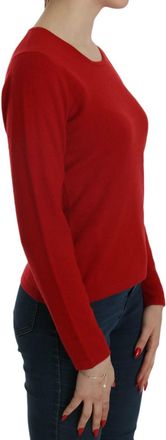 Mila Sch&ouml;n Cashmere Red Round Neck Pullover Top Womens Sweater