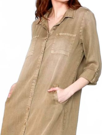BILLY T Chill Out Shirtdress In Mushroom