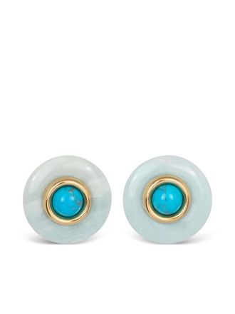 Jennifer Behr Devon round earrings - women - 18kt Gold Plated Steel/Amazonite - One Size
