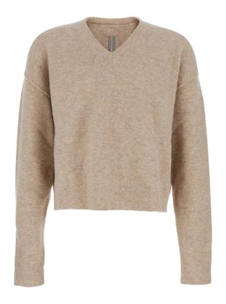 Rick Owens Beige V Neck Sweater