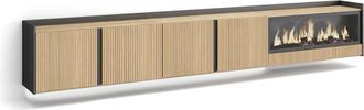 Skraut Home Skraut Home - Mueble Tv, Televisi&oacute;n, Muebles De Sal&oacute;n, Almacenaje, 315x35x50cm, Para Tv Hasta 80, Chimenea El&eacute;ctrica Xxl, Colgado, Suspendido, Led, Es