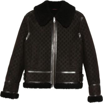 Gucci Shearling-collar Leather Jacket